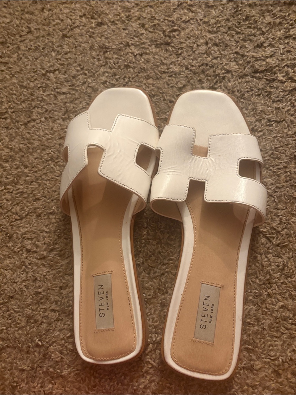 Steve Madden White Cutout Slide Mules